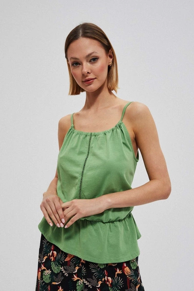 Bawełniany top na ramiączkach malahitowy