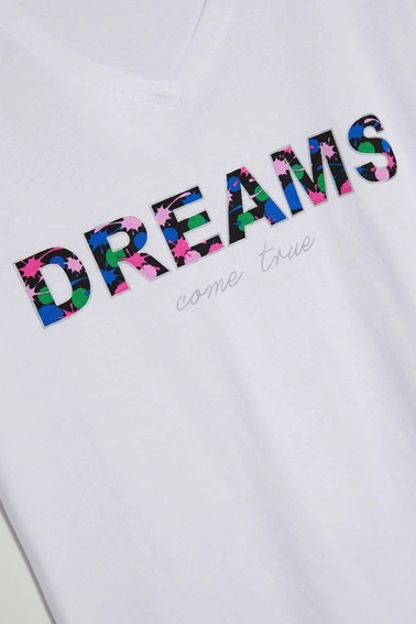 Bawełniana bluzka z napisem biała