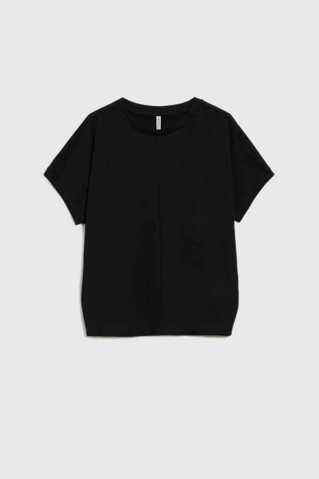 Bawełniana bluzka z krótkimi rękawami czarna