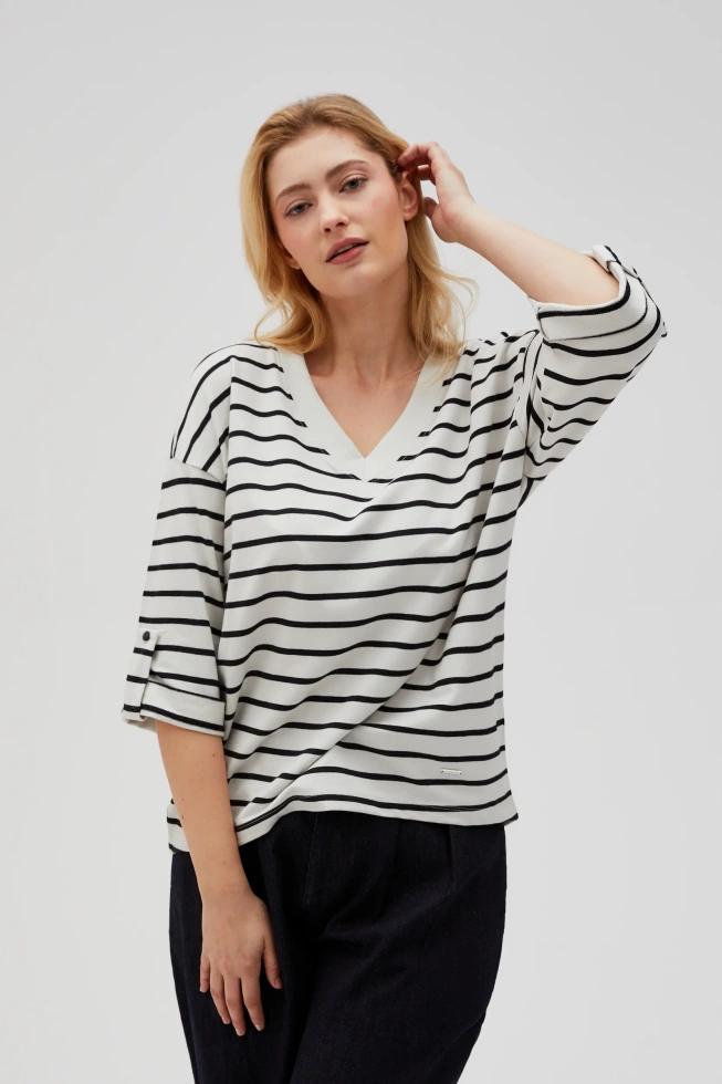 Bluza oversize w paski biało-czarna