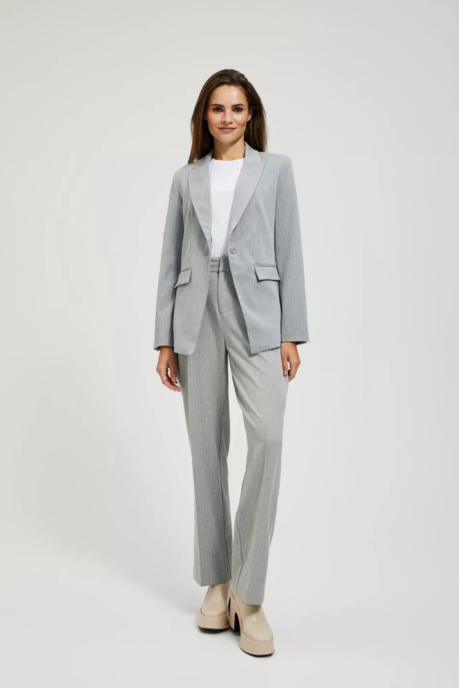 Marynarka jednorzędowa w delikatne paski szara