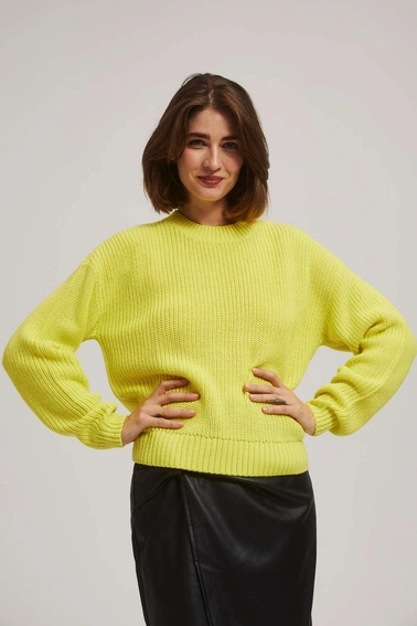 Sweter z okrągłym dekoltem limonkowy