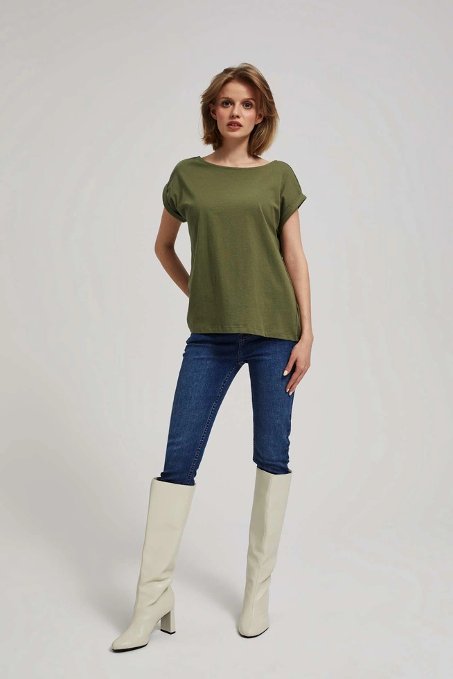 Bawełniany t-shirt oliwkowy