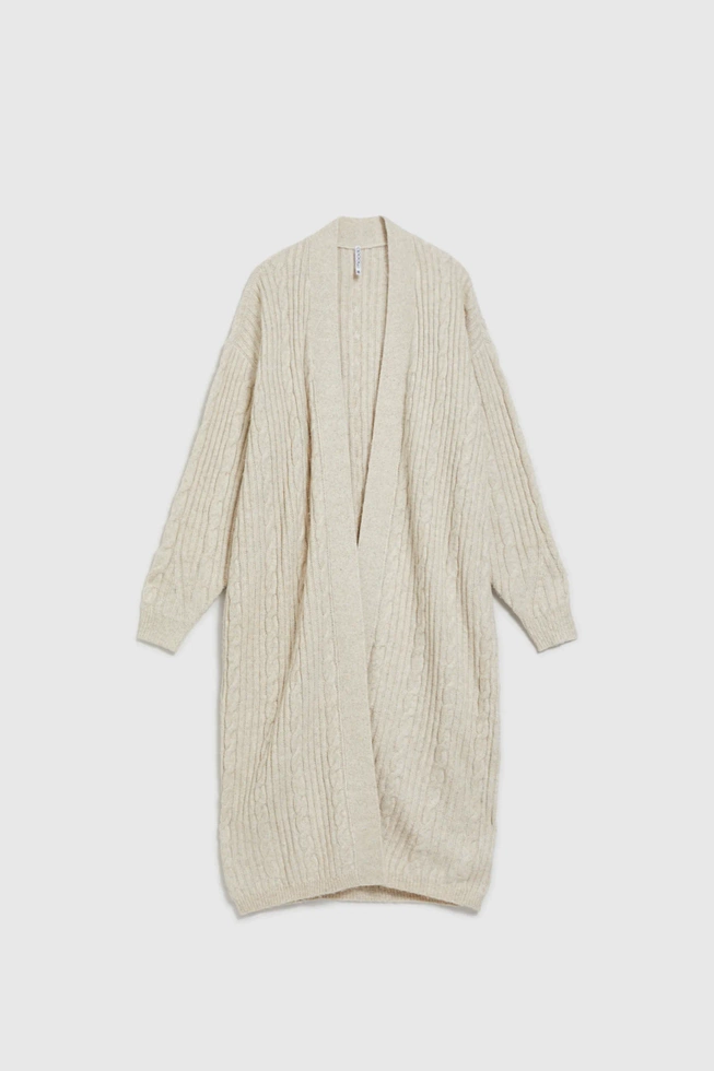Długi kardigan beżowy
