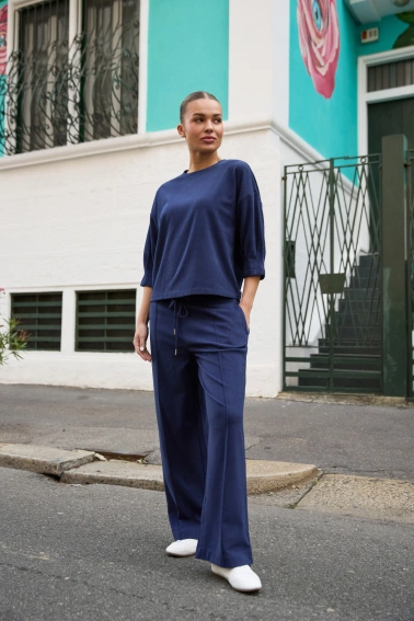 Bluza z krótkimi rękawami granatowa