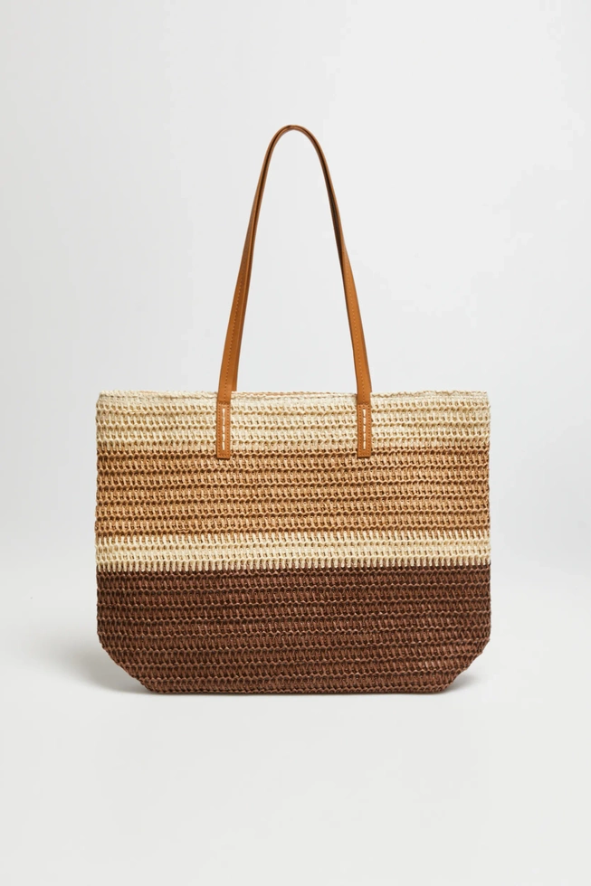 Duża plażowa torba beżowa