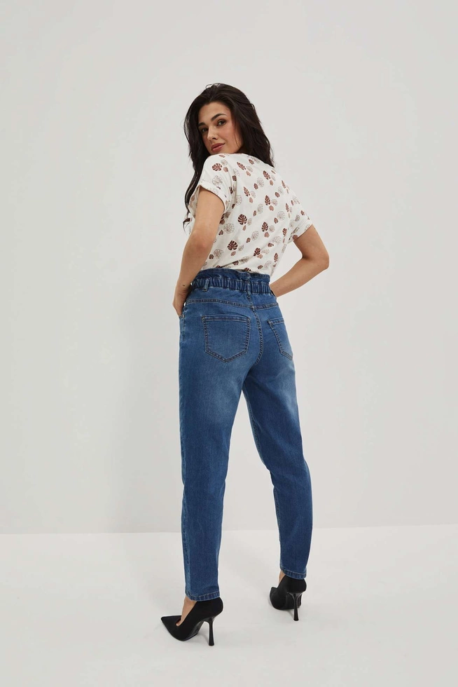 Jeansy paper bag ciemnoniebieskie