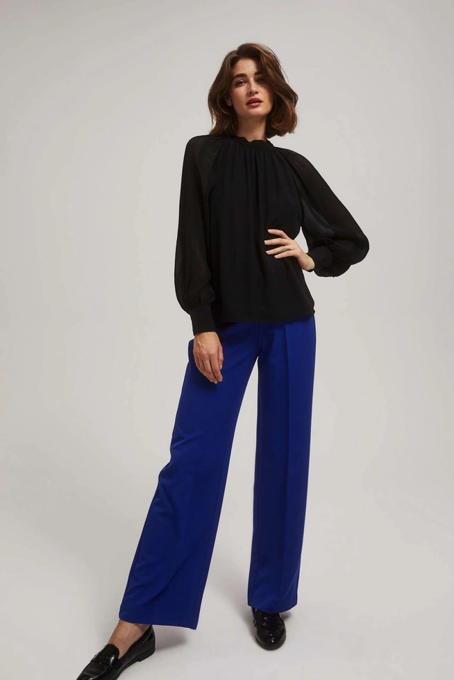 Koszula z plisowanymi rękawami czarna