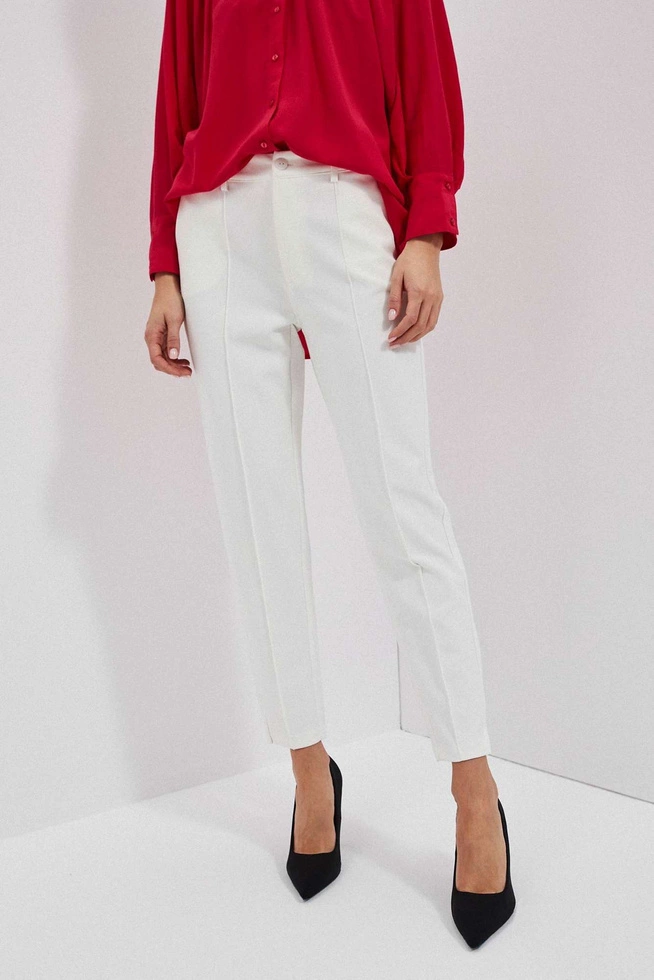 Spodnie w kant perłowe