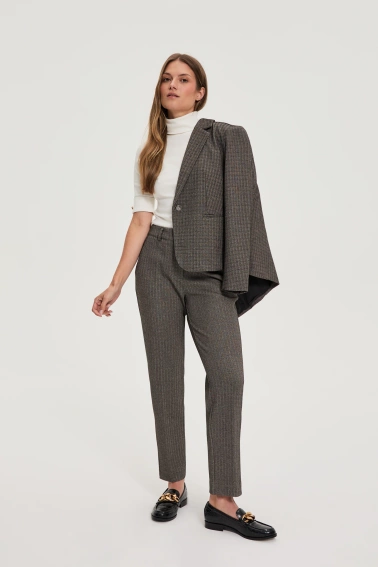 Spodnie z metaliczną nitką ciemnobeżowe