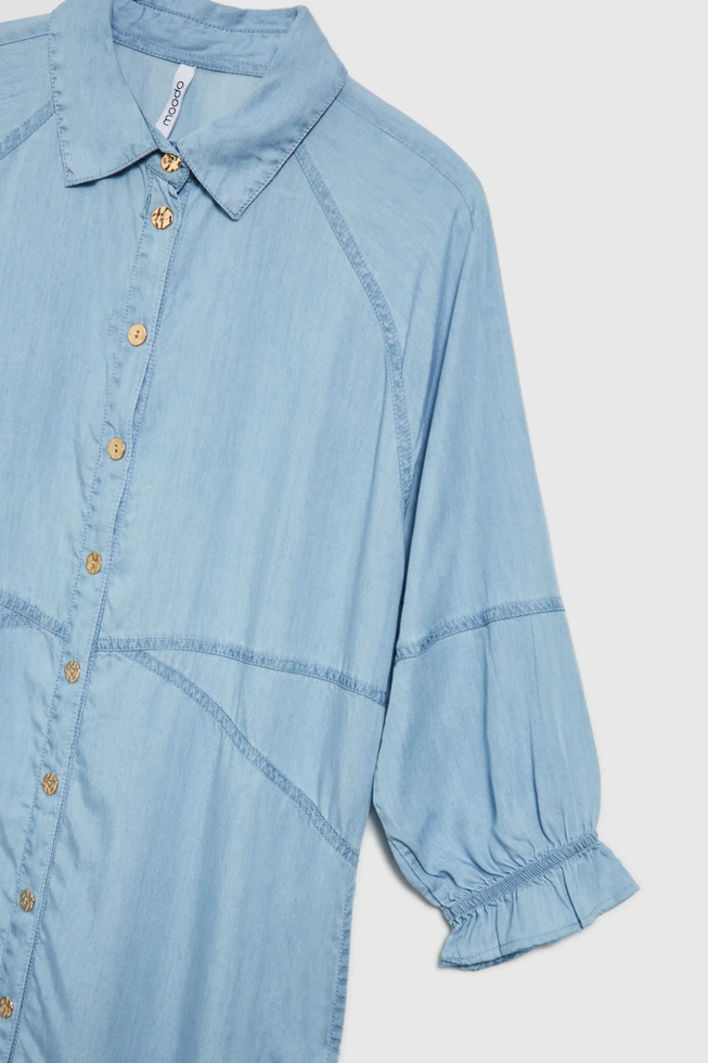 Koszulowa sukienka z lyocell niebieska