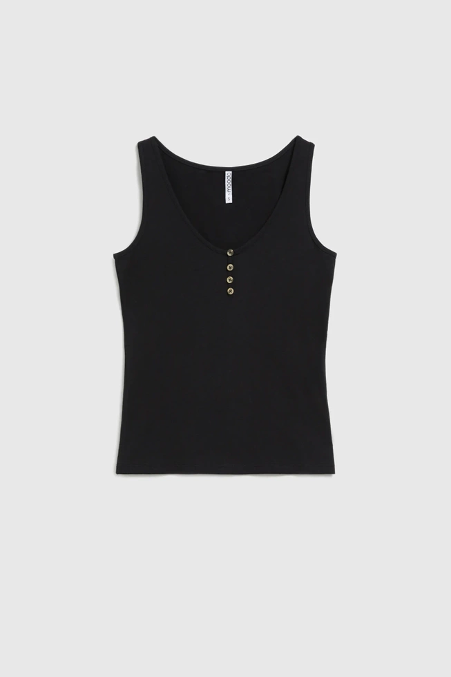 Gładki top z guzikami czarny