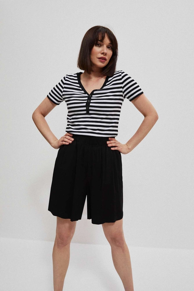 Bawełniana bluzka w paski czarna