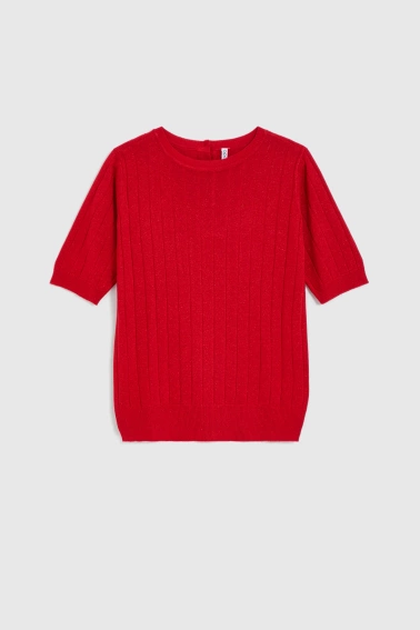 Sweter z krótkimi rękawami czerwony