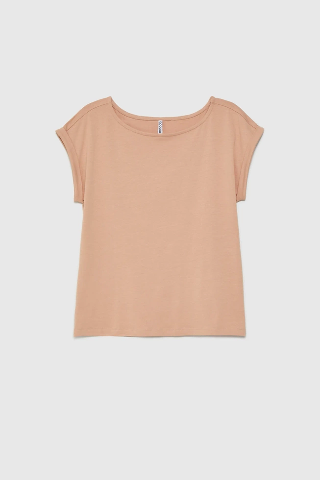 T-shirt z okrągłym dekoltem beżowy