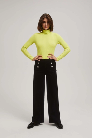 Jeansy wide leg z ozdobnymi guzikami czarne