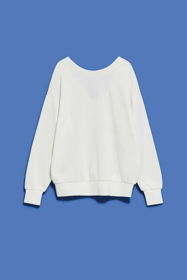 Bluza z dekoltem na plecach perłowa