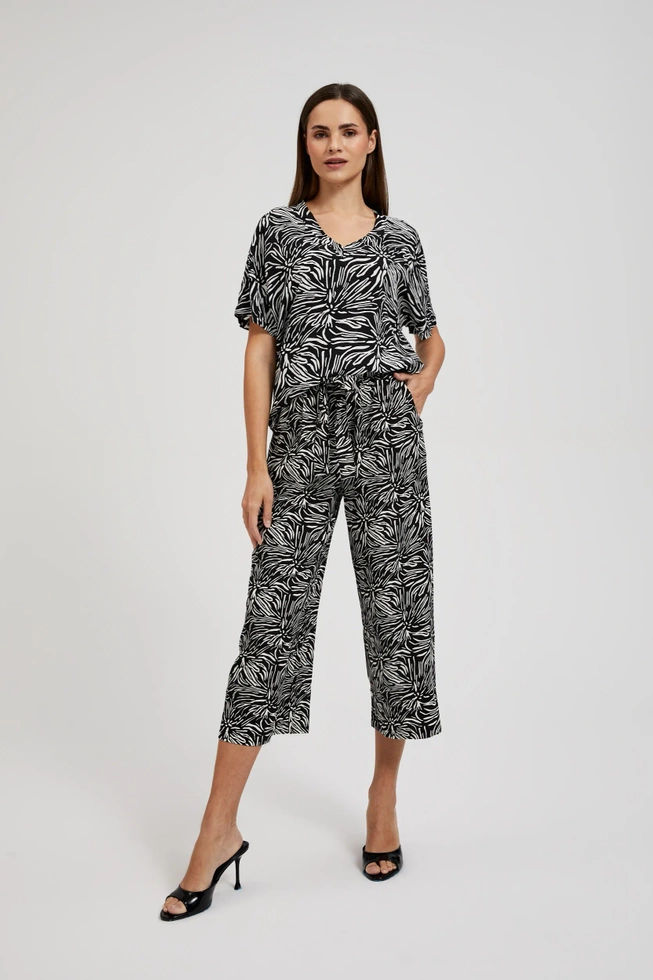 Spodnie kuloty z wzorem czarne