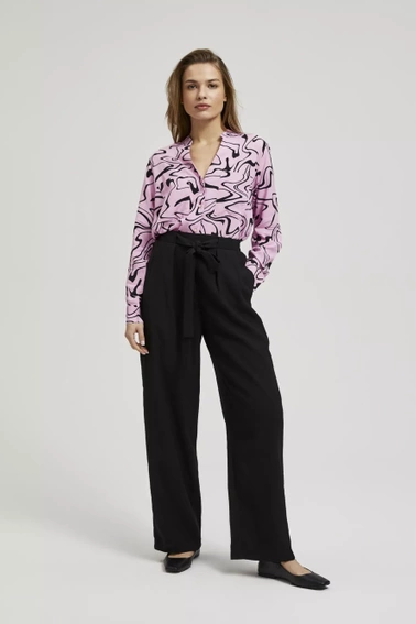 Koszula z długimi rękawami z geometrycznym wzorem różowa