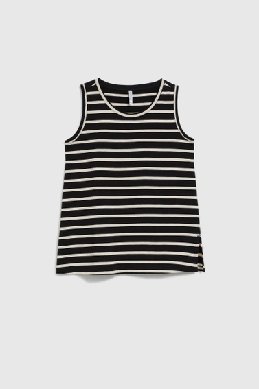 Top w paski czarno-beżowy 