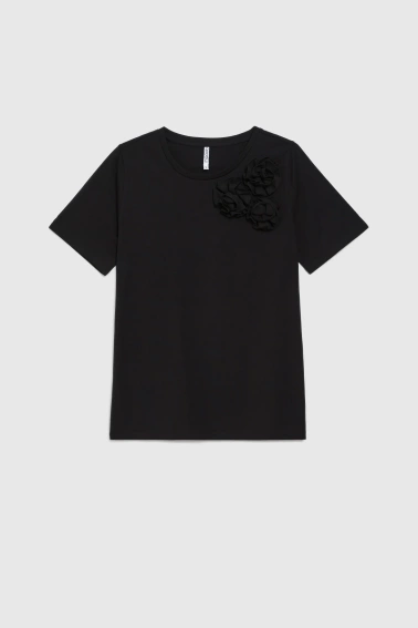 Bawełniana bluzka z aplikacją czarna
