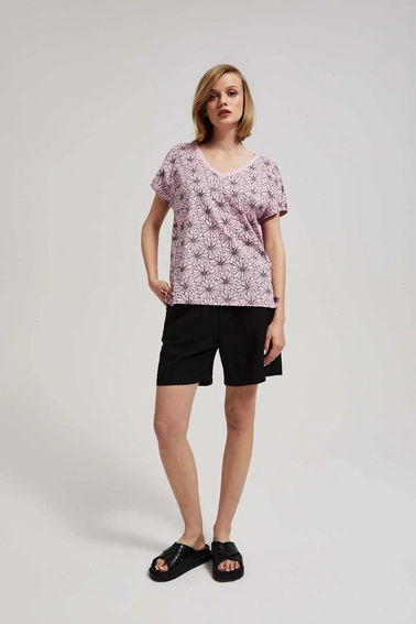 Bluzka z kwiatowym printem pudrowo-różowa