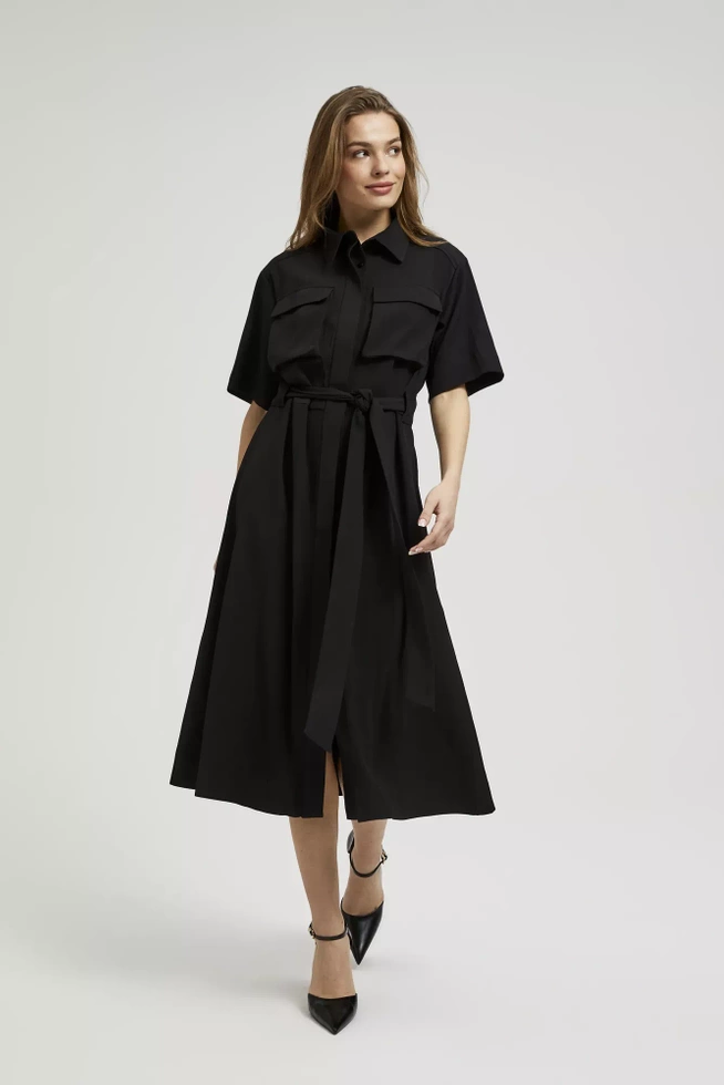 Szmizjerka wiązana w talii z kieszeniami czarna