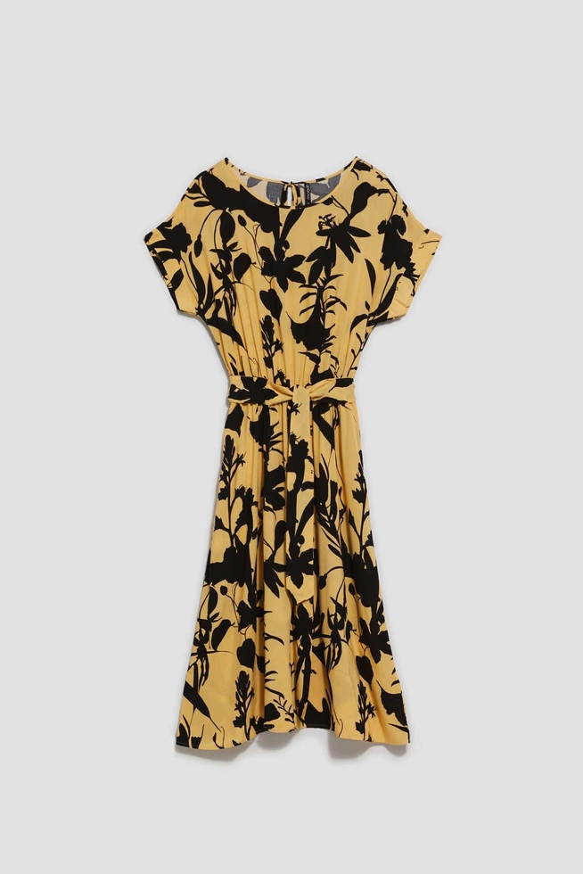 Wiskozowa sukienka z roślinnym wzorem