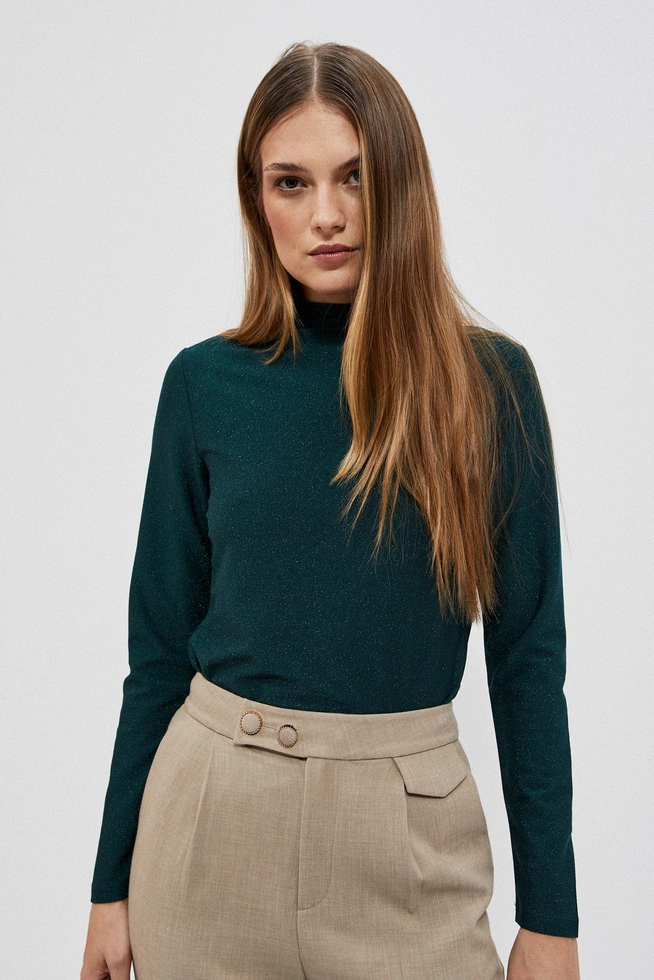 Bluzka z metaliczną nitką szmaragdowa