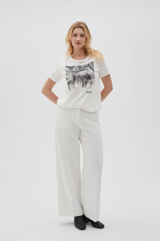 Biała bawełniana bluzka z nadrukiem