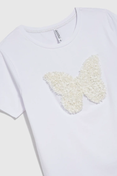 Bawełniany t-shirt z aplikacją biały 