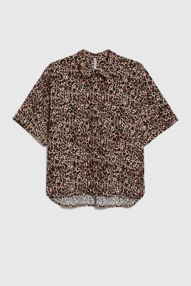 Wiskozowa koszula w panterkę czarna