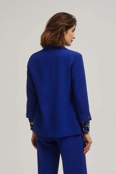 Gładka marynarka z rękawami 3/4 niebieska