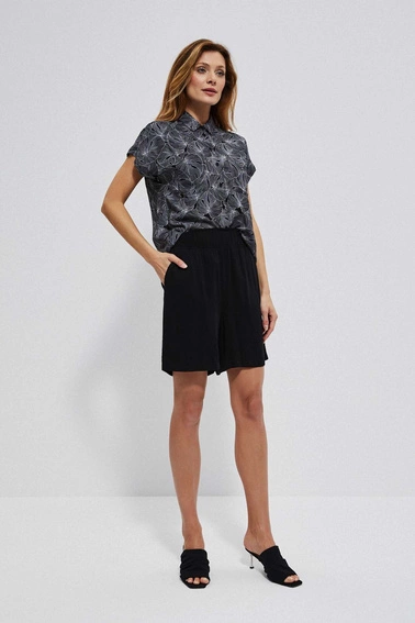 Spodenki z wiskozy z wysokim stanem czarne