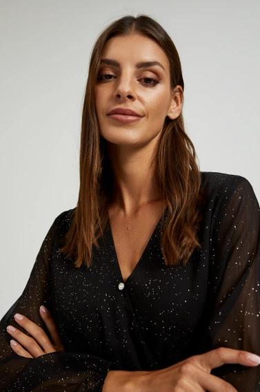 Sukienka z przezroczystymi rękawami czarna