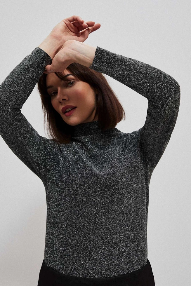Bluzka z metaliczną nitką czarna