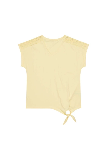 Bawełniana bluzka z wiązaniem cytrynowa