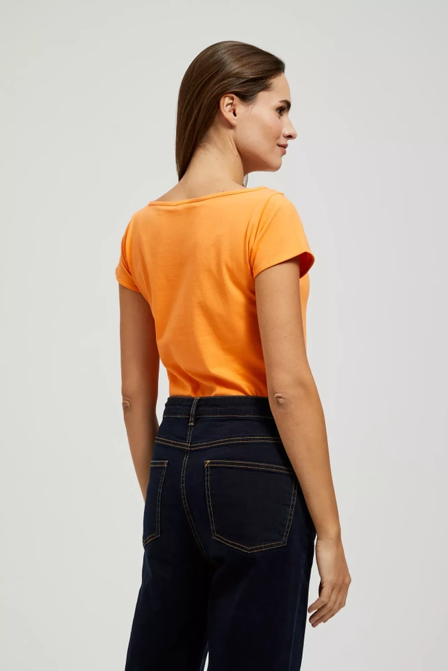 Bawełniany t-shirt bez wzorów pomarańczowy