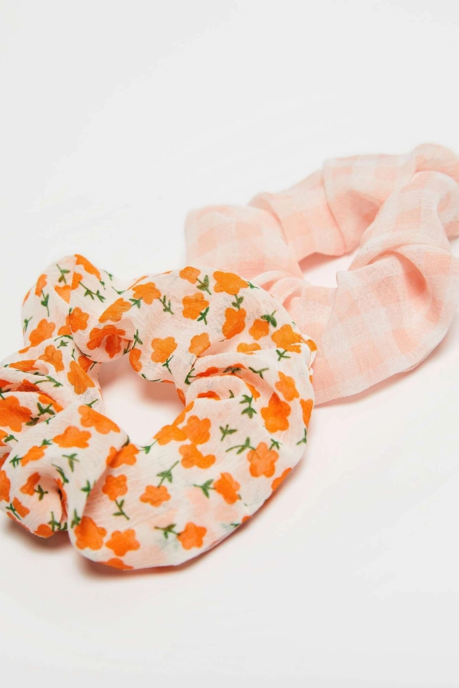 Zestaw dwóch gumek do włosów pudrowo-różowy