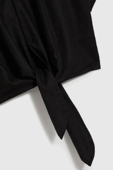 Wiskozowo-lniana koszula czarna