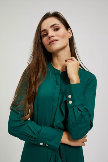 Sukienka midi z falbaną szmaragdowa