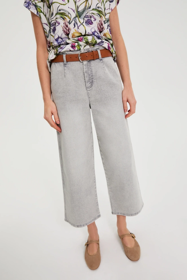 Jeansy z szerokimi nogawkami szare