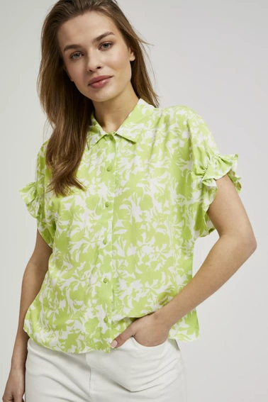 Koszula z marszczeniem na rękawach zielona