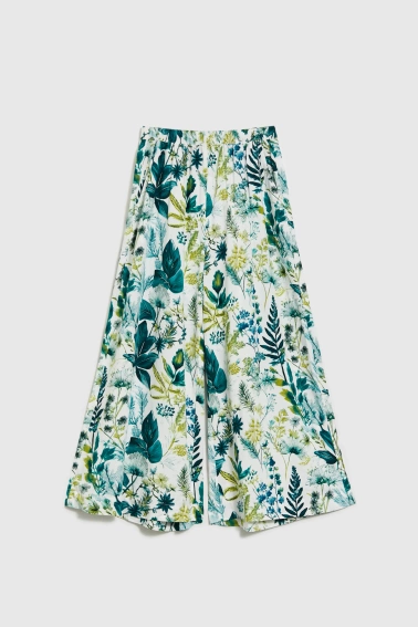 Wzorzyste spodnie kuloty białe