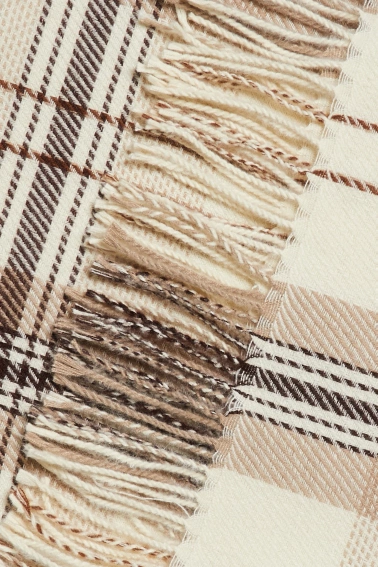 Szal w kratę beżowy 