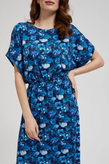 Sukienka maxi w tropikalny wzór niebieska