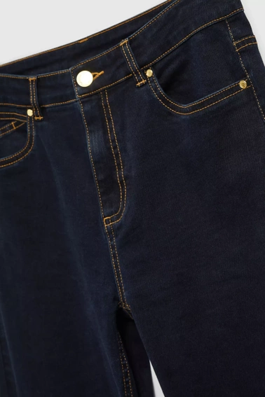 Jeansy bootcut z jasnymi przeszyciami granatowe