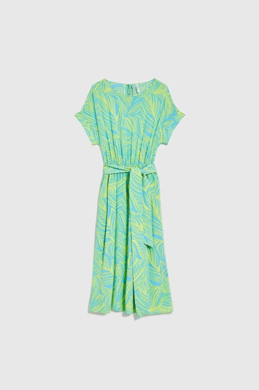 Sukienka z wiązaniem w talii turkusowa