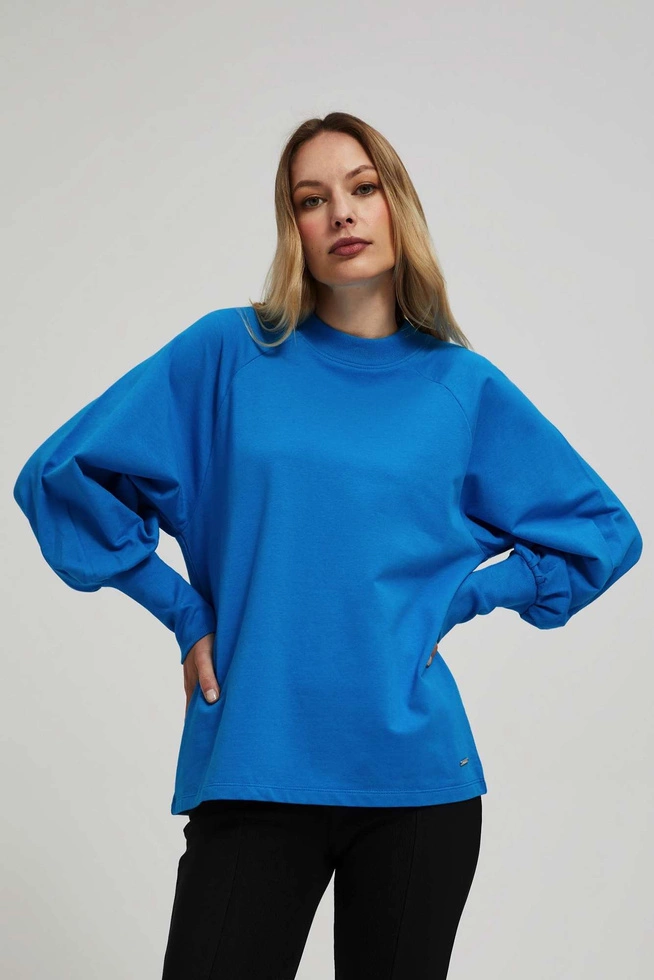 Bluza z bufiastymi rękawami lazurowa