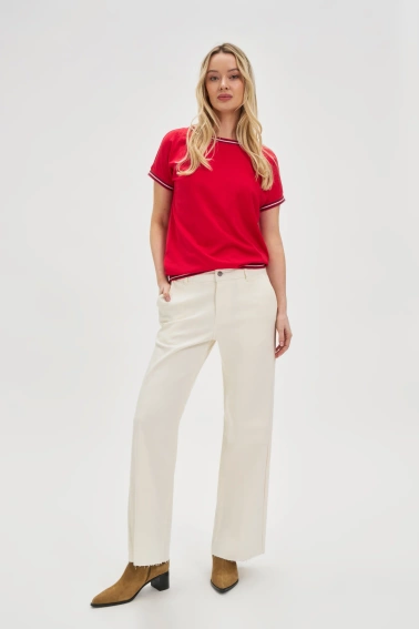 Bawełniana bluzka z krótkimi rękawami czerwona 